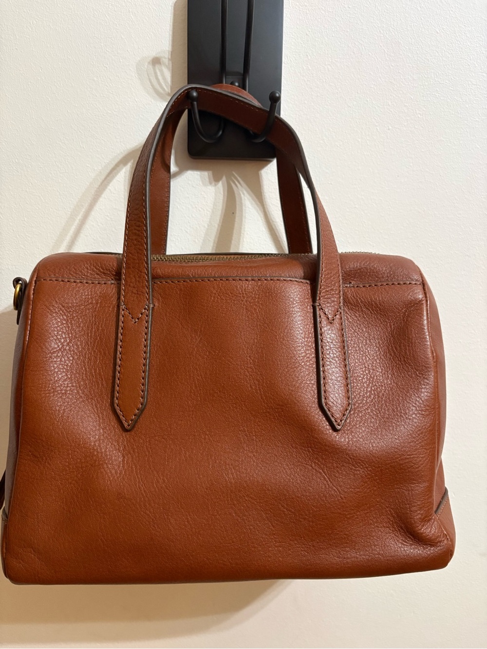 Fossil Cognac Leather Satchel with Top Handles - Picture 2 of 6